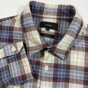 Vince Mens Plaid Shirt Medium Classic Fit Button Down Long Sleeve‎ Cotton